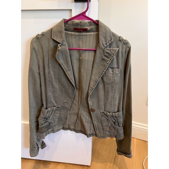 FURST Jackets & Blazers - Vintage y2k Furst Military Utility Blazer Jacket Size 4 in Washed Olive Green